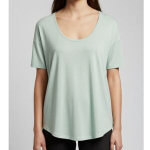 Eileen Fisher Light Blue U Neck Organic Cotton Tee Size Large NWOT